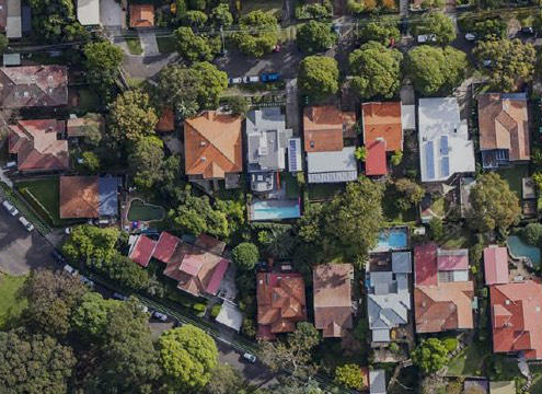 Aerial view of Baulkham Hills Sydney Australia